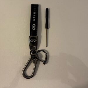 Infinity Key fob Keychain in Black Leather NWT